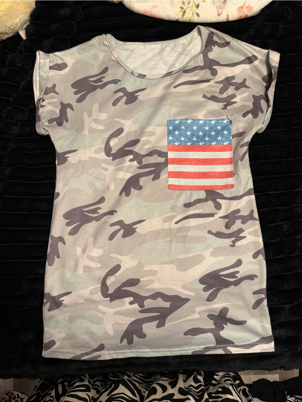 Camo t shirt with American flag pocket